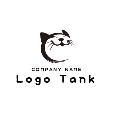 丸いフォルムの猫デザインロゴ