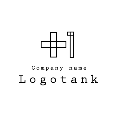 プラスワンの格子ロゴ ロゴタンク 企業 店舗ロゴ シンボルマーク格安作成販売