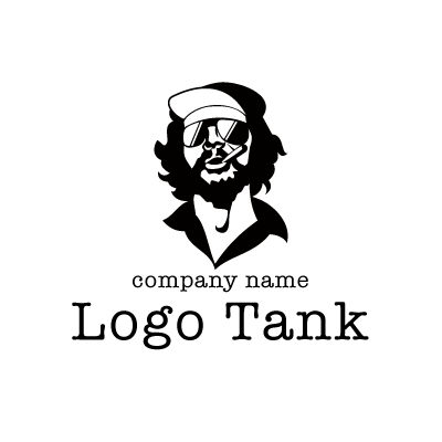 煙草をくわえた男性のかっこいいロゴ ロゴタンク 企業 店舗ロゴ