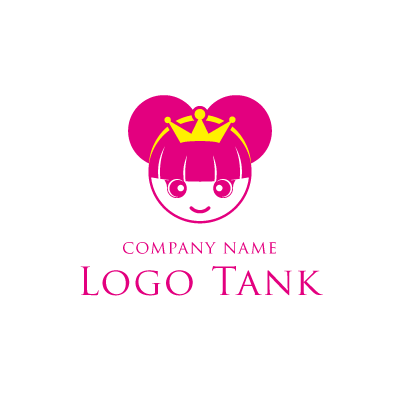 お団子ヘアーの女の子ロゴ ロゴタンク 企業 店舗ロゴ シンボルマーク格安作成販売