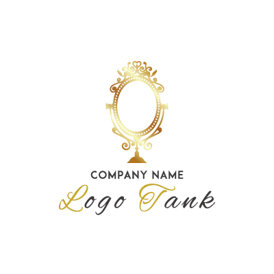 ゴージャスなミラーをイメージしたゴールドのロゴ ロゴタンク 企業 店舗ロゴ シンボルマーク格安作成販売