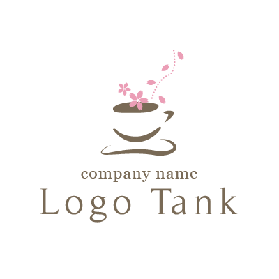 桜の花びらとコーヒーをモチーフにしたロゴ