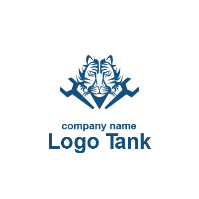 工具と虎 トラ を組み合わせた力強いロゴ ロゴタンク 企業 店舗ロゴ シンボルマーク格安作成販売