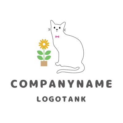 猫とお花のおしゃれ可愛いロゴ ロゴタンク 企業 店舗ロゴ シンボルマーク格安作成販売