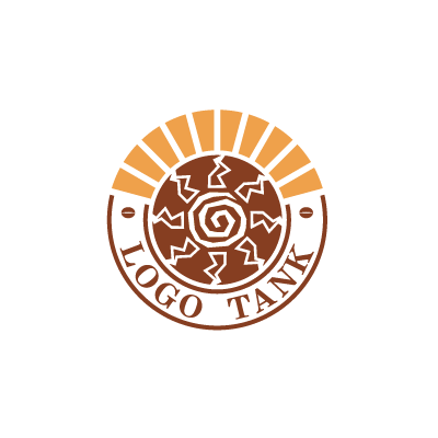 独創的な太陽のバッジ風円ロゴ