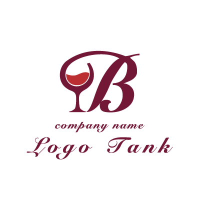 Bとワイングラスのロゴ イニシャル / 頭文字 / B / bar / バー / ワイングラス / ダイニング / 飲食店 / お酒 / リカー / ロゴ / 作成 / 制作 /,ロゴタンク,ロゴ,ロゴマーク,作成,制作