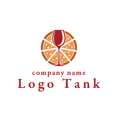 ジューシー果実の断面とワイングラスのロゴ ロゴタンク 企業 店舗ロゴ シンボルマーク格安作成販売