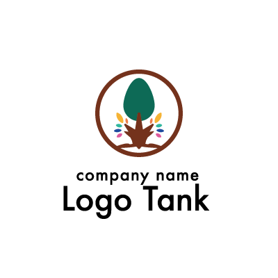 木とカラフルな葉のポップなロゴ ロゴタンク 企業 店舗ロゴ シンボルマーク格安作成販売