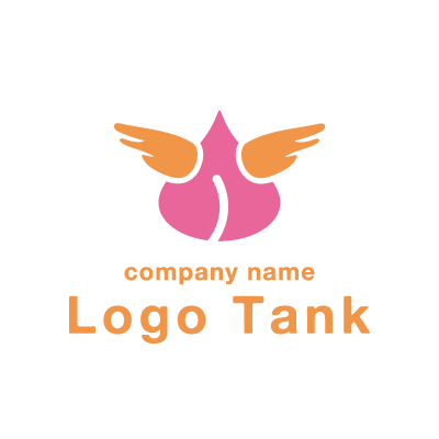 桃と羽を組み合わせたロゴ ロゴタンク 企業 店舗ロゴ シンボルマーク格安作成販売