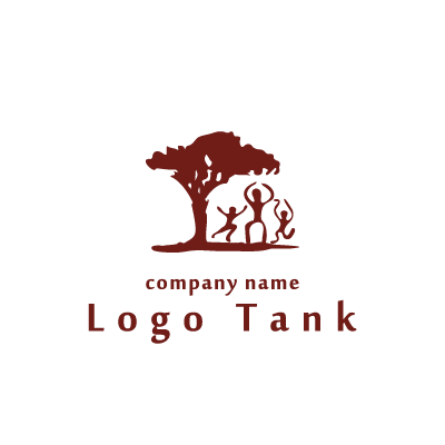 木陰で遊ぶ人をイメージしたロゴマーク ロゴタンク 企業 店舗ロゴ シンボルマーク格安作成販売