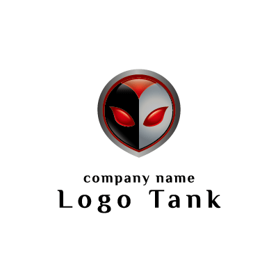 赤と黒の印象的な顔ロゴ ロゴタンク 企業 店舗ロゴ シンボルマーク格安作成販売