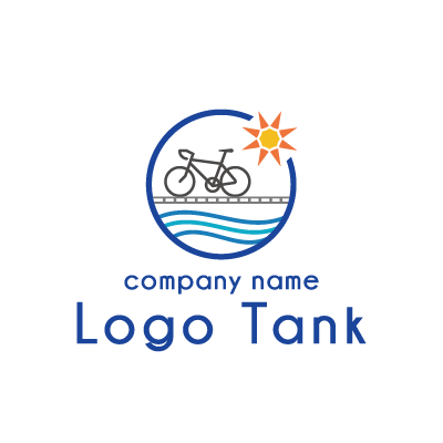しまなみ海道と晴れの国岡山 自転車 ロードバイク 組み合わせたロ ロゴデザインの無料リクエスト ロゴタンク