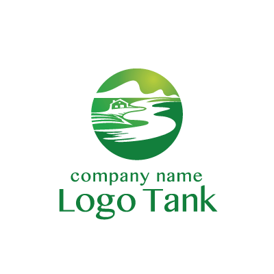 自然の風景を円の中に収めたロゴ ロゴタンク 企業 店舗ロゴ シンボルマーク格安作成販売