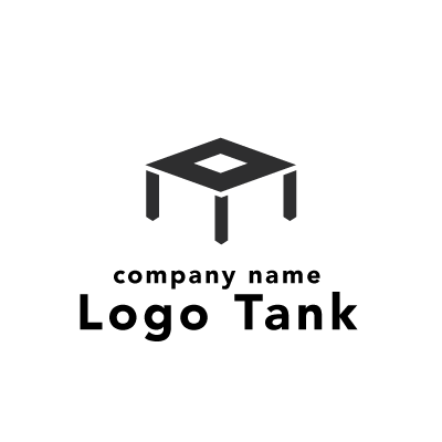 テーブルがモチーフのモダンなロゴ ロゴタンク 企業 店舗ロゴ シンボルマーク格安作成販売