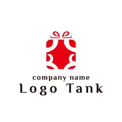 プレゼント箱のイラストロゴ ロゴタンク 企業 店舗ロゴ シンボルマーク格安作成販売