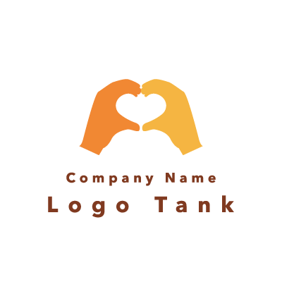 手でハートを表したロゴ ロゴタンク 企業 店舗ロゴ シンボルマーク格安作成販売