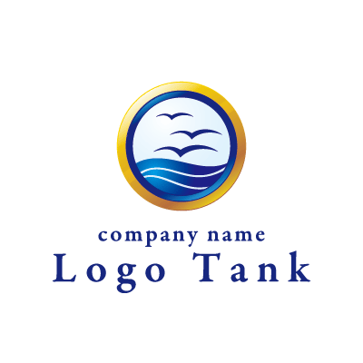 カモメと海のロゴマーク ロゴタンク 企業 店舗ロゴ シンボルマーク格安作成販売