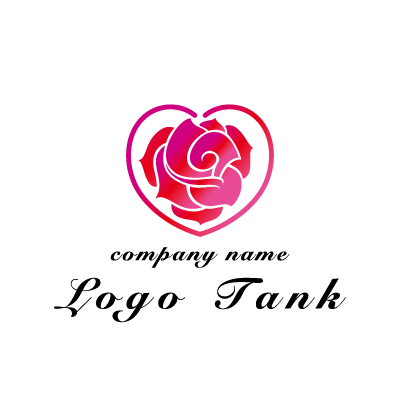薔薇のハートのロゴマーク ロゴタンク 企業 店舗ロゴ シンボルマーク格安作成販売