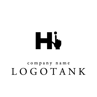 Hと指のロゴ IT関連 / H / 指 / アルファベット / ヨガスタジオ / スタイリッシュ / モダン / 黒 / パッケージ / 通信 / 陽だまり / ボタン / ロゴ / 作成 / 制作 /,ロゴタンク,ロゴ,ロゴマーク,作成,制作