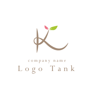 植物をイメージしたアルファベットkのロゴ ロゴタンク 企業 店舗ロゴ シンボルマーク格安作成販売