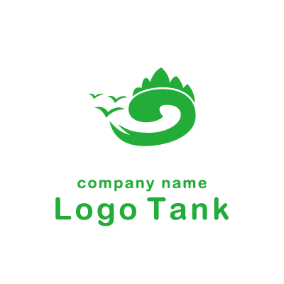 山と海のイラストロゴ ロゴタンク 企業 店舗ロゴ シンボルマーク格安作成販売