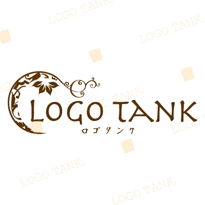 葉っぱとつたで装飾したロゴタイプ