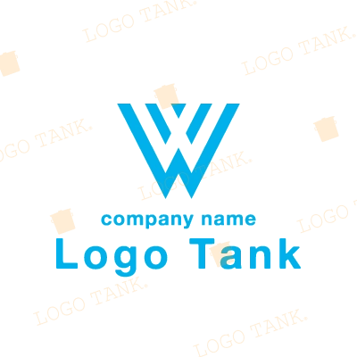 「W」のスタイリッシュな線画ロゴ