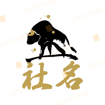 牛の筆絵ロゴ