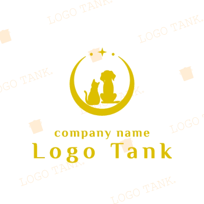 月と犬と猫のロゴ