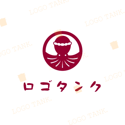 家紋風のはちまきをしたタコ