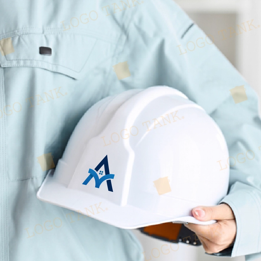 三角形と家のロゴは、建築関係におすすめのAのロゴ 三角形 / 家 / 建築 / A / アルファベット / 青 / ネイビー / スタイリッシュ / 不動産 / 住宅 / ショップ / モダン / クール /,ロゴタンク,ロゴ,ロゴマーク,作成,制作