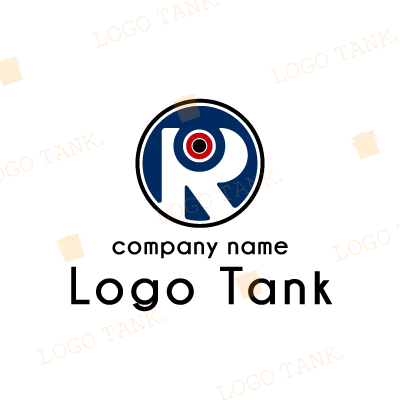 「R」と瞳を組み合わせた丸型ロゴ