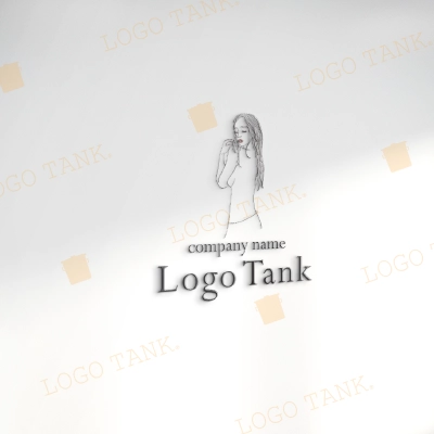 ロゴをパッケージングに印刷したイメージ | 線画で手書き風の女のボディロゴ