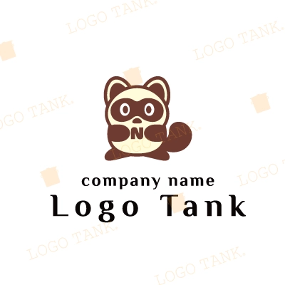 かわいいタヌキがアルファベットを持ったロゴ