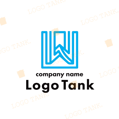 「W」の文字を建築的に構成したロゴ