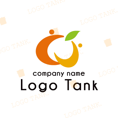 オレンジと葉っぱの抽象ロゴ
