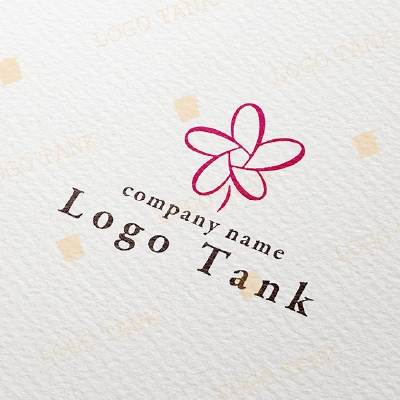 レトロなイメージの赤い花のロゴ