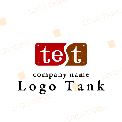 長方形のプレートに「test」のロゴ