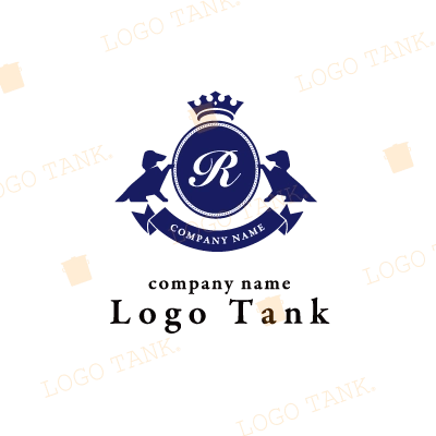 犬のシルエットがエレガントな印象のエンブレムロゴ