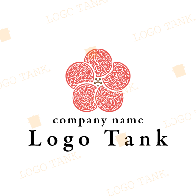 不思議な模様の梅の花のロゴ