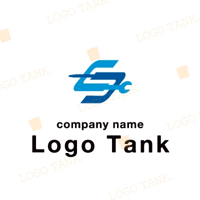 工具でアルファベットのSを表したロゴ