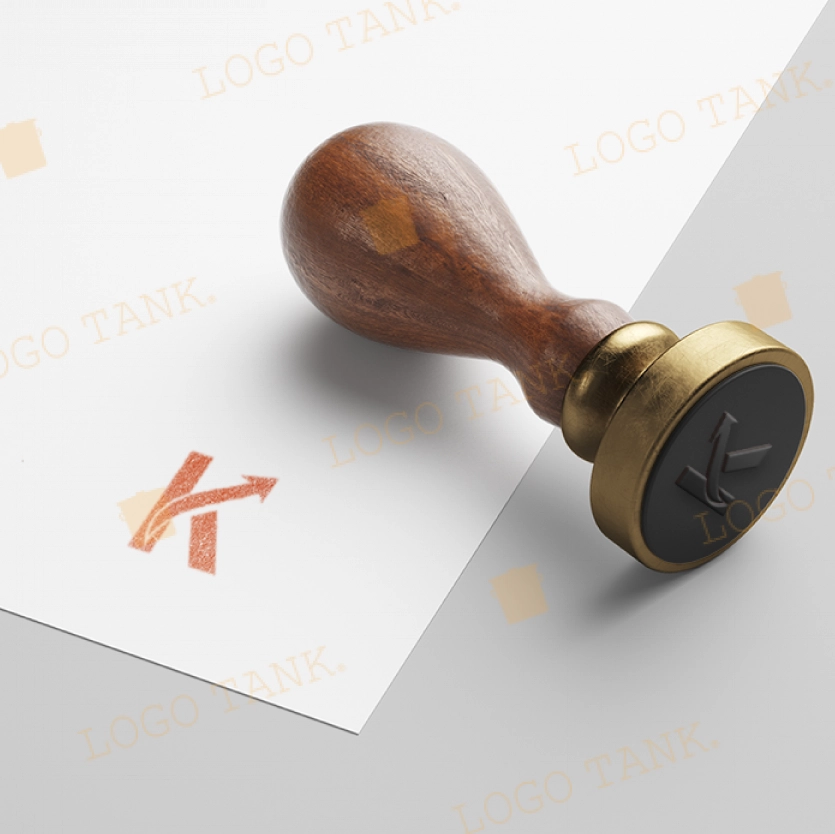 ゴム印・スタンプ作成 | 上昇する矢印を纏った「K」のロゴ