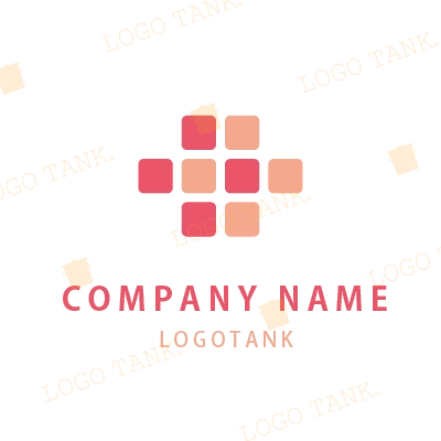 四角形を組み合わせたピンクのロゴ