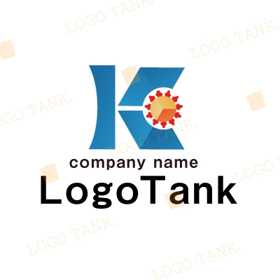 太陽とアルファベット「K」のモダンロゴ