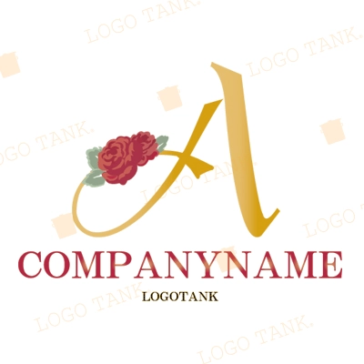 イニシャルと薔薇のロゴ
