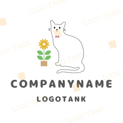 猫とお花のおしゃれ可愛いロゴ