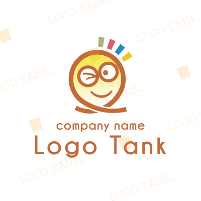 ウインクするキャラクターのロゴ