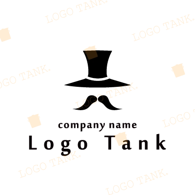 シルクハットと口髭のロゴ